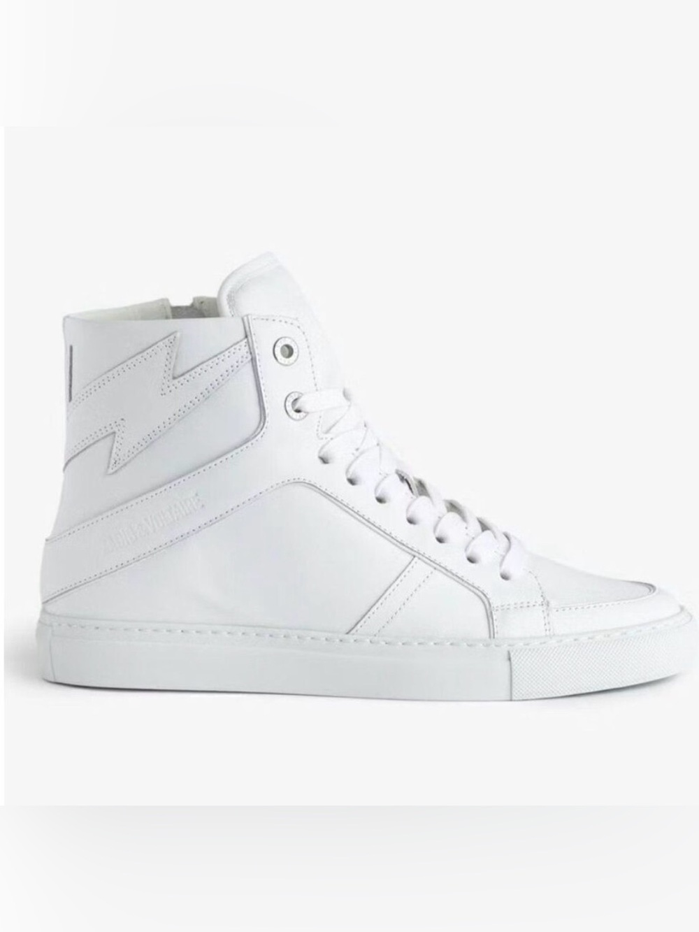 Zadig & Voltaire ZV1747‎ High Flash Sneakers White on White Lace Up High Top NEW
